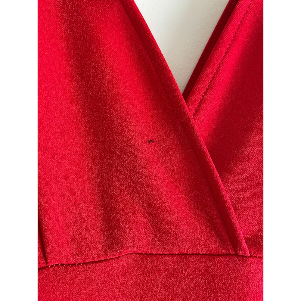 Kimcine Curve Red V-Neck Ruffle Mermaid Hem Midi Dress Womens S - Picture 4 of 8